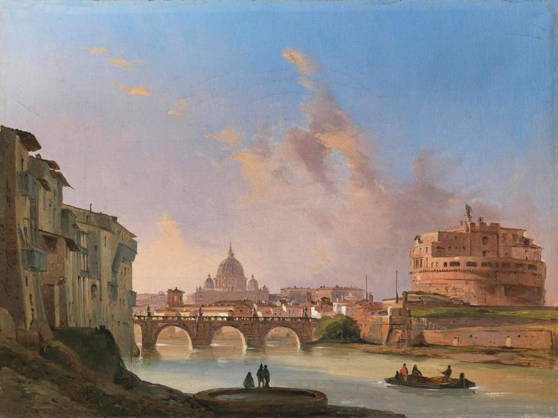 Ippolito_Caffi__Veduta_di_Castel_Sant_Angelo_con_San_Pietro_sullo_sfondo__Roma__Galleria_Paolo_Antonacci